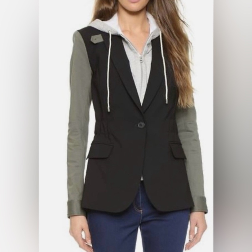 Veronica Beard Army Military jacket with hoodie dickie
